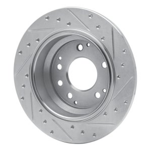Acura RL Brake Rotor (1) - Rear Left - R1 Concepts - Drilled & Slotted - Silver - `99-`01